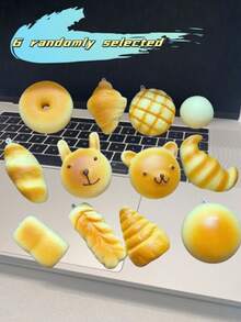 2pcs/5pcs Random Realistic Palm Bread PU Slow Rebound Fake Cake Decoration Pineapple Bun Mung Bean Bun Realistic Food Baking Photography Props Fake Bread Model - Multicolor - View 14