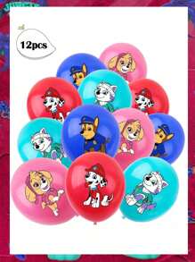 Paw Patrol 12 pulgadas Globos de látex con diseño de equipo de perros para decoración de fiestas, decoración de sitios, fiestas, temporada de regreso a clases, Día de la Madre, Día de Acción de Gracias, Navidad