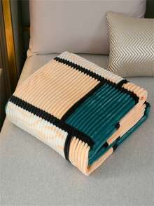 1 件条纹格子羊毛毯，柔软温暖的盖毯，适合床、沙发、办公室午睡、空调 - 綠色 - 查看 6