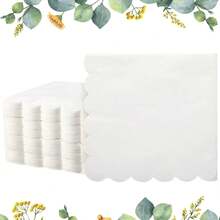 25/50/100 件 5 X 5 英寸鸡尾酒餐巾 双层扇形边甜点餐巾 折叠一次性餐巾 适用于晚宴婚礼生日派对新娘周年纪念招待会活动 - 彩色 - 查看 25