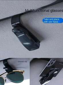2pcs Mini Car Visor Sunglasses Clip, Multi-Function Car Accessories Organizer Clip - Black - View 9