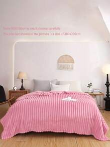 1pc Pink Striped Soft, Cozy & Plush Fleece Blanket/Throw, Suitable For Bedroom & Guest Room