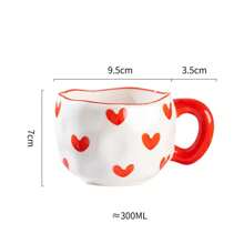 300ML Cute Hand Pinched Irregular Ceramic Mug Flower Heart Pattern Coffee Cup Breakfast Milk Tea Cups Gift For Kids Girls