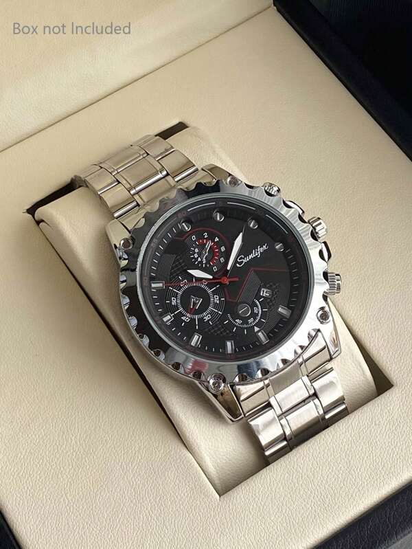 1 pezzo Orologio da uomo, business, di alta gamma, con funzione calendario, quadrante rotondo luminoso, cinturino in acciaio inossidabile, movimento al quarzo, adatto per qualsiasi occasione quotidiana, regalo di compleanno, festa, scelta perfetta e miglior regalo per se stessi o amici, senza scatola