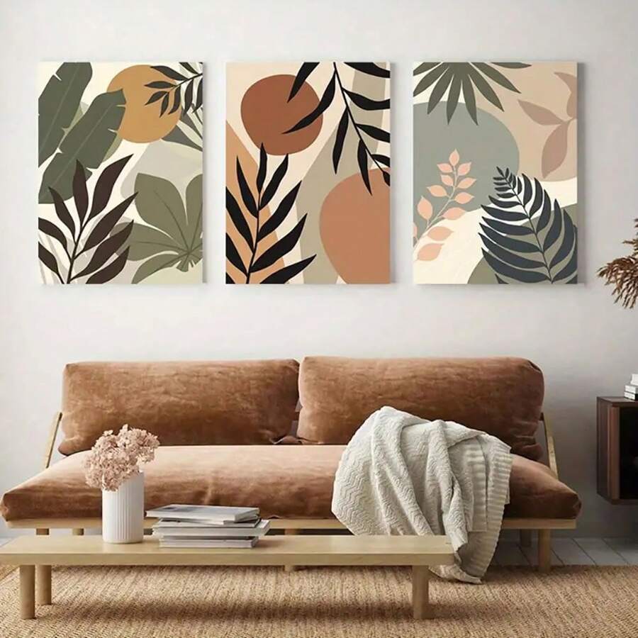 3 幅帆布海报，现代艺术，波西米亚抽象几何墙面艺术，卧室客厅走廊的理想礼物，墙面艺术，墙面装饰，冬季装饰，房间装饰，无框 - 彩色 - 查看 1