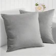 Kit Of 4 Cushion Covers 45x45 Suede Smooth Velvet Premium With Invisible Zipper Decorative - Light Grey - View 2