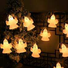 1 Peça Luzes de Corda em Formato de Abóbora, Fantasma e Morcego, Adequadas para Halloween, Natal, Festa, Baile, Decoração Doméstica de Feriados, Decoração de Halloween, Decoração de Casa, Decoração de Festa, Decoração de Halloween, Decoração de Quarto, Decoração de Jardim de Halloween para Presente Fada
