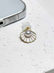 1 pezzo Tappo antipolvere a forma di conchiglia di perla per porta di ricarica, compatibile con Mi Oppo Vivo iPhone5-16 Apple/Porte Type-C, Tappo anti-polvere per telefono, Tappo anti-polvere per auricolari