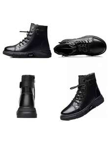 Botas altas negro para hombre, zapatos casuales, botas altas impermeables y antideslizantes. - Negro - Ver 9
