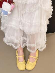 2025 New Increased Height Version Round Toe Mary Jane Shoes For Women, French Ballet Flats