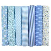 7 块/套棉质印花布块是用于绗缝和缝纫的预切布块，以及用于 DIY 工艺拼布配件的预切布块 - 藍色2 - 查看 2