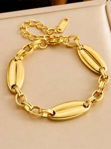Geometric Oval Bracelet, Stainless Steel Gold-Plated Jewelry, Versatile And Fashionable Ladies' Accessories Suitable For Various Occasions Of Wearing And Matching