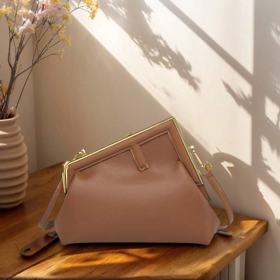 Classic PU Leather Shoulder Bag For Women Chic Adjustable Chain Strap Purse Versatile Crossbody Handbag - 棕色 - 查看 1