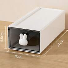 PP White Drawer Desktop Storage Box Simple Storage Box, Makeup Organiser,Drawer Organiser,Transparent Pen And Cosmetics Storage Box, Minimalist Multi -Compartment Desktop Accessories Storage Box, Stationery Plastic Monochrome Storage Box, Can Be Stacked For Student Dormitory