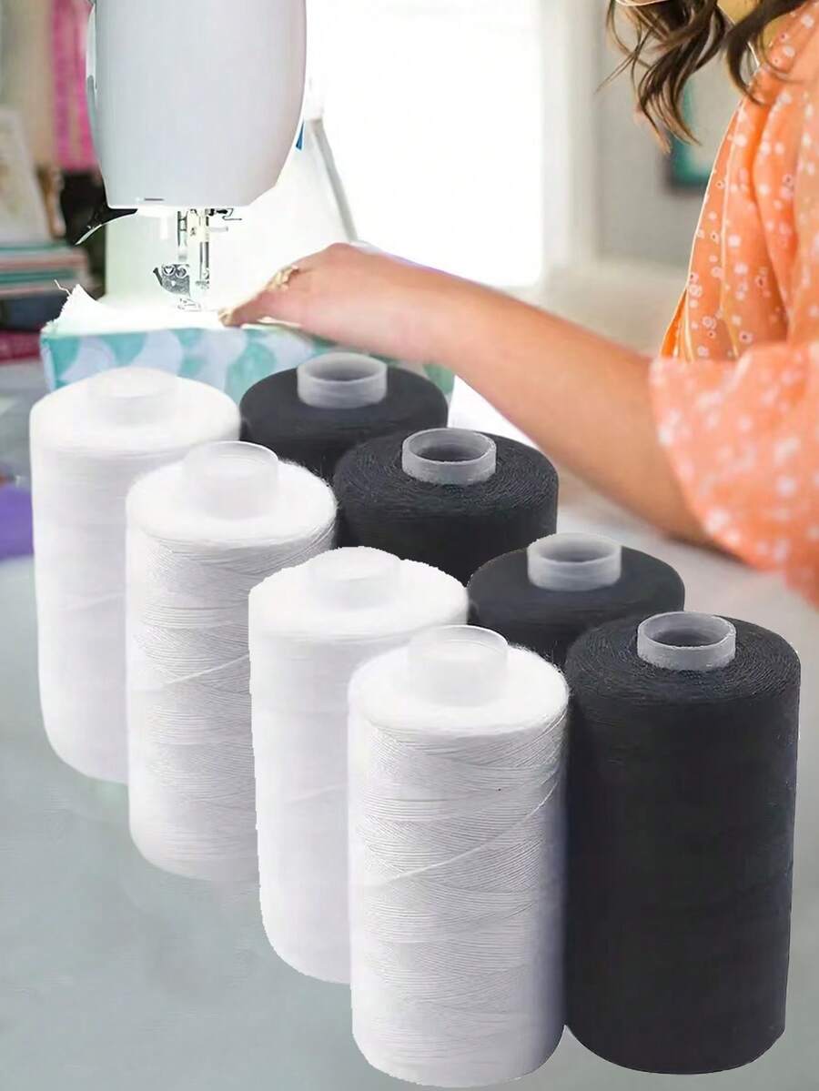 2/4/8Pcs 500M Sewing Thread Polyester Thread Black White Strong Sewing Threads Sewing Spools Polyester For Hand Machine - Multicolor - View 1