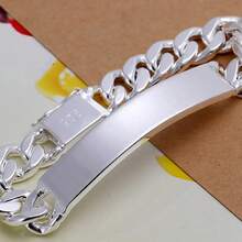 20CM Charm 925 Sterling Silver Plated Bracelet Design Noble Pretty 10mm Men Chain Jewelry Fashion Geometric Free Shipping Factory Price - Silver - View 2