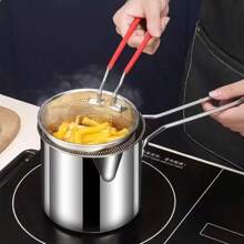 1 Set Edelstahl Fritteusen mit Filtern, kompakt und einfach zu bedienen, perfekt zum Zubereiten von knusprigen Kartoffelchips, Pommes frites, Fisch und Hühnchen. Ein Must-Have Küchengerät für das Kochen zuhause und das perfekte Geschenk für Feinschmecker und Hobby-Köche