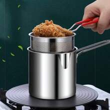 1 Set Edelstahl Fritteusen mit Filtern, kompakt und einfach zu bedienen, perfekt zum Zubereiten von knusprigen Kartoffelchips, Pommes frites, Fisch und Hühnchen. Ein Must-Have Küchengerät für das Kochen zuhause und das perfekte Geschenk für Feinschmecker und Hobby-Köche