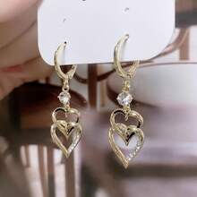 Double Layered Artificial Heart Earrings, Cool Party Jewelry, Valentine's Day Gifts - Vàng - Xem 7