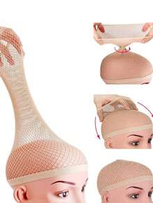 Skin Color Wig Cap, Breathable Mesh Wig Net, Unisex Mesh Wig Cap, Wig Hair Net, Skin Color Non-Slip Breathable Stretch Nylon Wig Cap Set, Long Wig Cap, Stretchable High Elastic Durable Hair Net, Wig Care Set, Wig ,Hair Styling Kit ,Hair Tool Kit