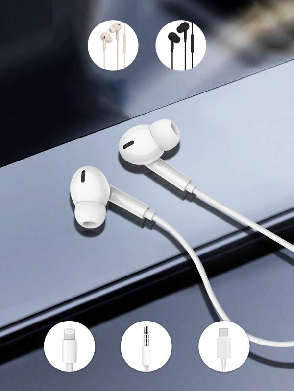 Wired Earphones With Cable Control And High Definition Sound Quality Compatible With Apple 2/3/4 And Type-C Devices