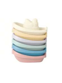 1/3/6 Pcs Random Color Colorful Stackable Bath Boat And Pool Toy, Boat-Shaped Floating Tower Toy, Early Education Intelligence Gift, Water Toy, Outdoor Toy, Indoor Toy, Beach Toy, Outdoor Beach Water Toy,New Year/Christmas/Children's Day/Birthday Gift For Kids, Kids Toys, Toys For Boys And Girls,Suitable For Infant/6 Months And Above