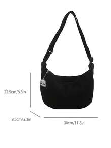 Fashionable Solid Color Casual Cute Crossbody Bag, Minimalist & Practical Multifunctional , Cute - Black - View 4