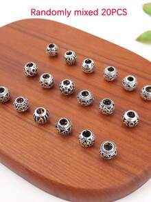 10/20/50 件混合古银隔珠散珠空心花丝珠合金珠隔珠适用于 DIY 项链手链珠宝制作配件 - 復古銀色 - 查看 11