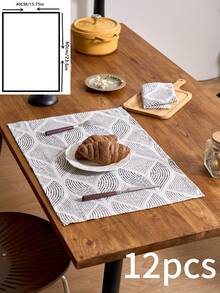 1/4/6/12 buc șervețele gri cu imprimeu geometric diamant, covorașe dreptunghiulare 40,6 cm x 60,1 cm pentru decorul bucătăriei de acasă, potrivite pentru sărbători, petreceri, zile de naștere, mese, toate anotimpurile - Gri - Vizualizare 16