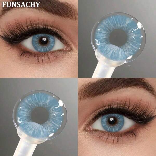 1 par de lentes de contacto de color gris de FUNSACHY para ojos marrones, lentes de contacto anuales naturales suaves para maquillaje de ojos cosméticos