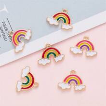 Set de 10 piezas de accesorios de joyería DIY arcoíris, dijes de aleación de zinc con estampado de arcoíris para collares, aretes, llaveros, regalos para amigos, familia, maestros, parejas, adecuado para manualidades