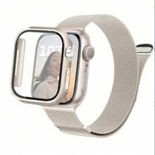 1 Conjunto Moda 3 em 1 Pulseira de Malha de Aço Inoxidável Milanesa Magnética e Protetor de Tela com Duas Fileiras de Cristais Compatível com 38mm 40mm 41mm 45mm 44mm 42mm 46mm 49mm Compatível com Ultra Série Ultra 9 8 7 6 5 4 3 2 1 SE Série 10, Pulseira Respirável e Confortável, Capa Protetora de Relógio a Prova d'água e Resistente a Arranhões e Choques para Mulheres e Homens