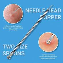 Conjunto de herramientas para eliminar puntos negros, pinzas para cabello encarnado, kit de herramientas para reventar espinillas, extractor de puntos negros, pinzas para cejas para mujeres - Rojo- - Ver 7