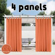 4 Panels Outdoor Curtains For Patio, Premium Privacy Weatherproof And Light Filtering Breathable Tape Top Outside Curtains For Porch, Pergola, Cabana - White - View 1