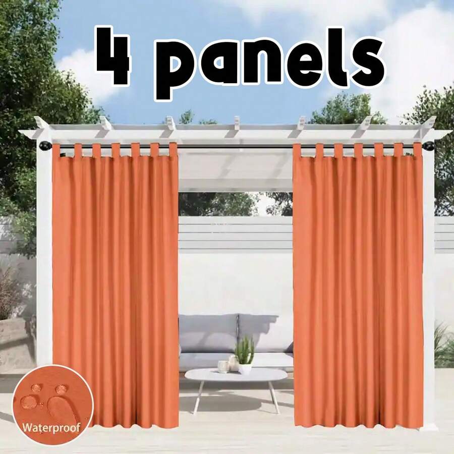 4 Panels Outdoor Curtains For Patio, Premium Privacy Weatherproof And Light Filtering Breathable Tape Top Outside Curtains For Porch, Pergola, Cabana - White - View 1