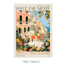 1 Stück - 3 Stücke/Set Leinwandkunst Italienische Stadt Amalfi Küste, Reiselandschaft Poster Wandbild Kunstdruck für Wohnzimmer Schlafzimmer Heim Dekoration