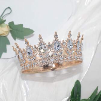 1 pièce Couronne d'anniversaire en alliage de zinc de couleur unie, couronnes, diadème, couronne de costume