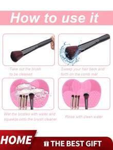 1pc Silicone, Makeup Brush Cleaning Pad, Makeup Brush Cleaning Pad, Silicone Apple Scrub Pad With Suction ,Beauty Tool Scrub Pad, Makeup Brush Cleaning Pad, Beauty Brush, Makeup Brush,