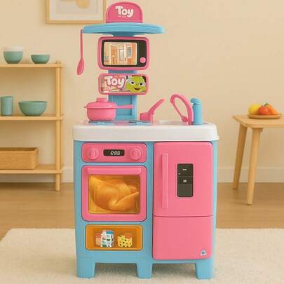 Cozinha Infantil de Brinquedo com Torneira de Água  Acessórios Educativa Realista e Completa