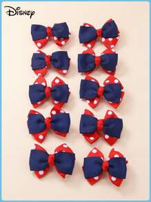 Disney 6 piezas de pinzas para el cabello con lazo a lunares rojos de Disney para niños, accesorios de pelo lindos de princesa, pinzas para flequillo de niña pequeña para uso diario