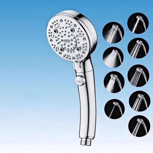 Handheld Shower Head With 9 Pressure Settings, Multi-Mode Shower Sprayer, One-Click Water Stop, Includes Hose And Bracket Set, Stronger Water Flow For A More Thorough Rinse