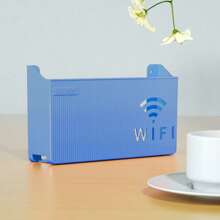 1pc Router Storage Box With 2pcs Adhesive Strips, Multi-Colors Available, High Quality Material, Modern Minimalist Design Won't Block Signal, Colorful Wavy Pattern, Rectangular With Hollow WIFI Logo Detail, For Storing Router, Suitable For Home