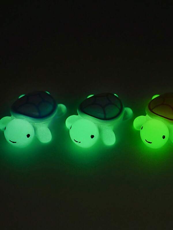10pcs/Set Glow-In-The-Dark Hole Shoes Decorations, Cute Cartoon 3D Turtle Removable Accessories, Luminous Decor For Beach Shoes