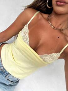 Vaiaye Women's Sexy Lace Camisole Top, Waist Fitted, Spring & Summer