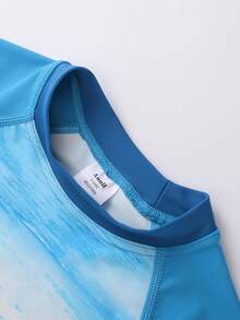 Annil Summer Two Pieces Swimsuit Set For Boys And Adults - Blue - View 4