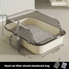 High-Side Cat Sandbox Splashproof Cats Litter Box With Removable Scoop Non-Stick Large Capacity Kitten Toilet Tray Pet Supplies