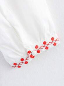 Camicia elegante da donna con bottoni e ricamo, adatta per la primavera/autunno