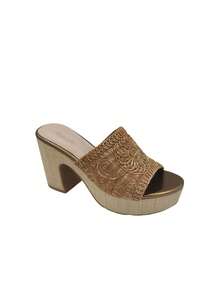 Women's Fashion Bohemian Style Platform High Heel Slide Sandals - Coffee Brown - View 2