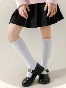 5 Paar Schulanfang Uniform Socken, Kinder Weiße Kniestrümpfe, Jungen & Mädchen Outdoor Sport Fußball Socken, Weiße Kniestrümpfe für Schüler, Kindergarten & Grundschule Formelle Weiße Socken, Geeignet für Frühling/Sommer, Passend für Alter 3-5-7-10-12