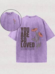 230g Double-Sided Washing, You Are Such A Lovely Printed T-Shirt, High-Quality Batik Cotton Retro Fashion Brand T-Shirt, Beach Essential, Men's Summer T-Shirt, Holiday Gift, Perfect Gift. - 紫色 - 查看 1
